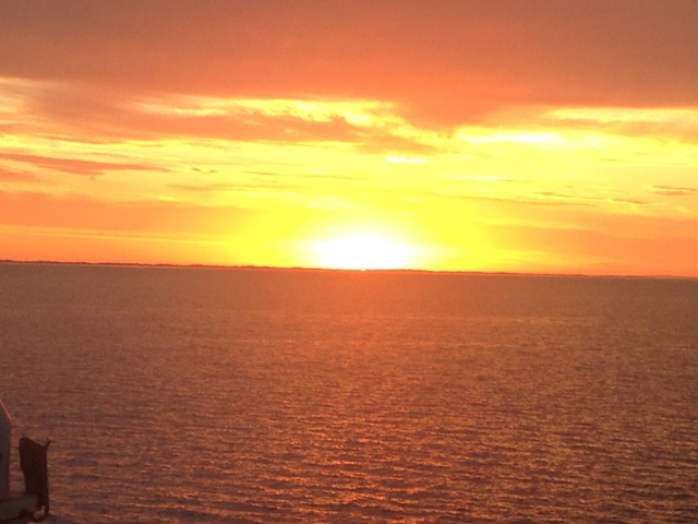 sun sets over bass strait